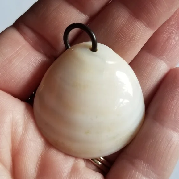 Vintage seashell pendant mother of pearl ocean coastal gold tone beach shell - Picture 5 of 10
